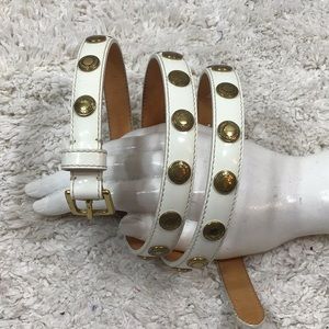 Coach vintage white belt with gold medallions M